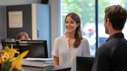 Obraz premium New employee being welcomed to the office