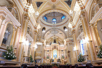 Obraz premium Cholula, Puebla, Mexico, indoors interior of the Remedios Church on the top of the great pyramid