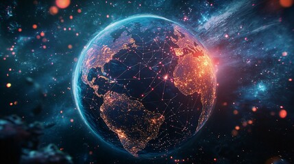 Obraz premium Earth's Network: A Futuristic View of Global Connectivity