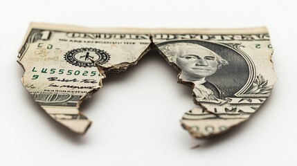 Broken Dollar Bill Symbolizing Financial Struggles