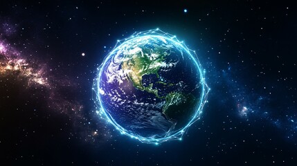 Obraz premium Earth Illuminated in a Galaxy of Stars