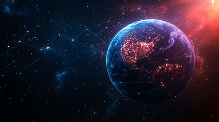 Fototapeta premium Planet Earth with glowing constellations in the universe