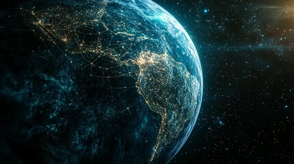 Obraz premium Earth at Night with Interconnected Cities