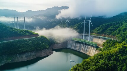 Fototapeta premium The future of green energy lies in the integration of various renewable sources.