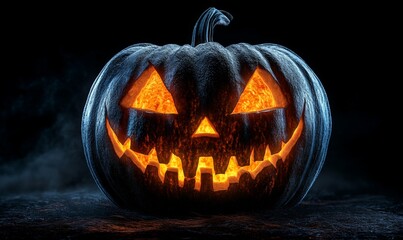 Fototapeta premium Real Jack O Lantern for halloween isolated on black background
