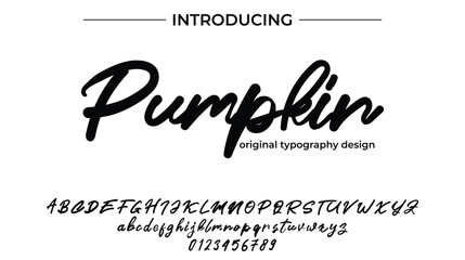 Pumpkin Font Stylish brush painted an uppercase vector letters, alphabet, typeface