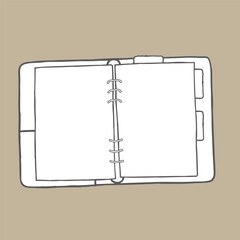 Doodle style with rough stroke vector, cute planner ring organiser.