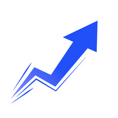 勢いよく上昇するグラデーションの青い矢印