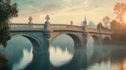 Fototapeta premium Architectural Bridge Design - Artistic view of a bridge focusing on architectural details, showcasing the design aesthetics and craftsmanship.