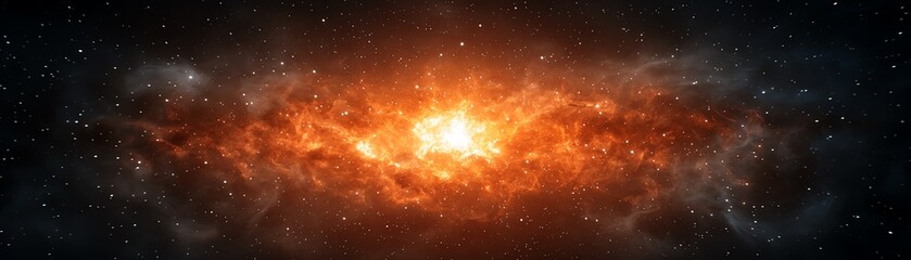 Naklejka premium Stunning cosmic explosion showcasing vivid orange hues against a backdrop of deep space, evoking wonder and mystery of the universe.
