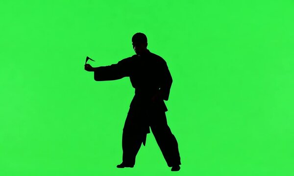 Black ninja on green screen. A master of hiding. Generative AI