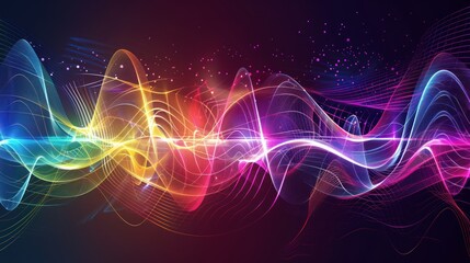Abstract Colorful Waves with Glowing Particles