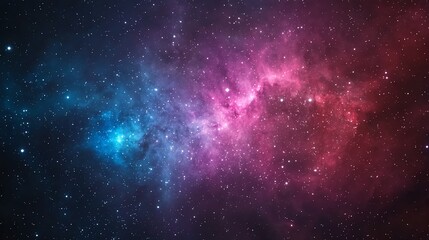 Obraz premium A stunning cosmic scene featuring vibrant colors of blue and pink in a vast galaxy filled with stars and nebulae.