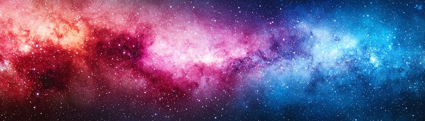 A stunning cosmic nebula displaying vibrant hues of pink, blue, and purple, showcasing the beauty of the universe.