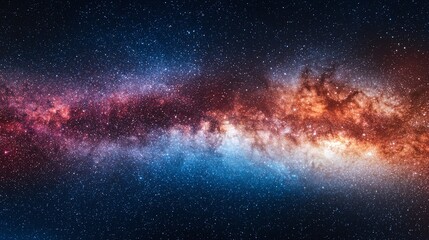 Naklejka premium A stunning galactic view featuring vibrant colors, stars, and cosmic clouds, representing the beauty of the universe.