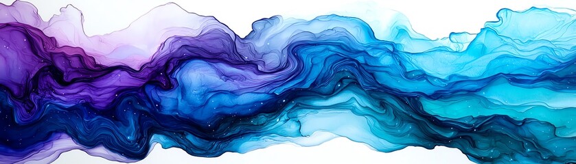 Obraz premium A vibrant abstract composition featuring flowing waves of purple and blue hues, creating a sense of calm and creativity.
