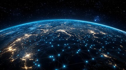 Obraz premium Earth at Night with Interconnected Cities