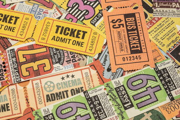 vintage tickets from around the world, theater, movie, concerts, transport, boarding passes, hotel reception cards and other documents