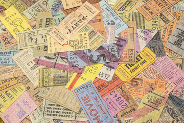 vintage tickets from around the world, theater, movie, concerts, transport, boarding passes, hotel reception cards and other documents