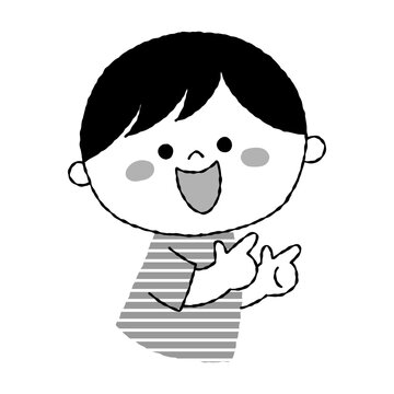 recommend clip art: 両手で指さしをする笑顔の男の子