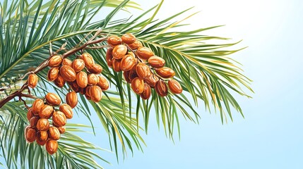 Fototapeta premium dates grow on a palm tree nature 