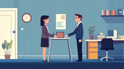 Fototapeta premium New employee being welcomed to the office