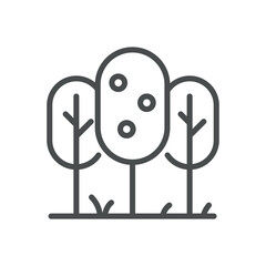 Obraz premium Apple Orchard Icon. Simple Line Illustration of an Orchard with Apple Trees, Representing Organic Farming, Apple Picking, and Fruit Cultivation.