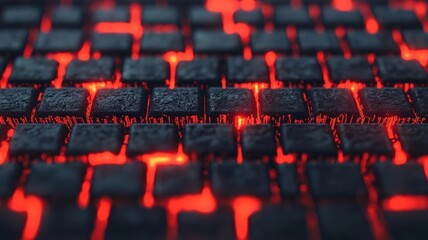 Fototapeta premium Encrypted breach visualized as a shattering firewall with complex code fractals cyber warfare encryption breach