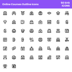 Online Courses Outline Icons (File type SVG)