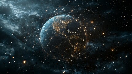 Obraz premium Interconnected World: A Digital Network of Earth