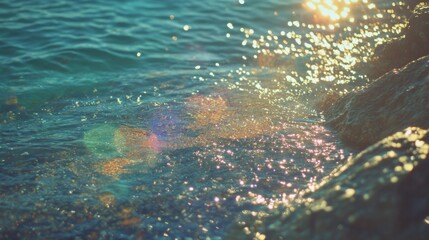 Tranquil Ocean Reflection with Shimmering Colors