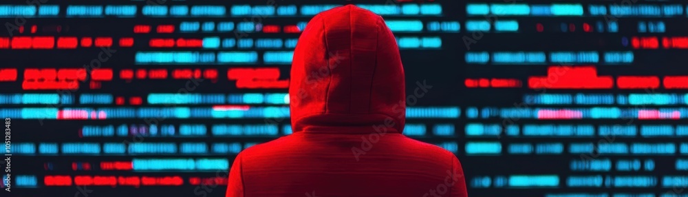 Poster digital espionage breach breaking through firewalls with cryptic data streams cyber warfare espionag