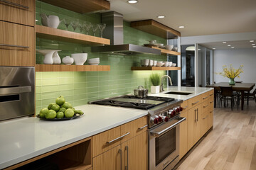 Sustainable and Eco-Friendly Kitchen with Green Features, Emphasizing Environmentally Conscious Design and Modern Functionality – Generative AI