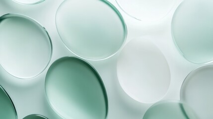 White and green glass background, soft and frosted with a gradient effect, minimalist.