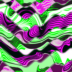 Psychedelic waves seamless pattern