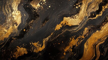 Naklejka premium Abstract Gold and Black Marble Texture Background