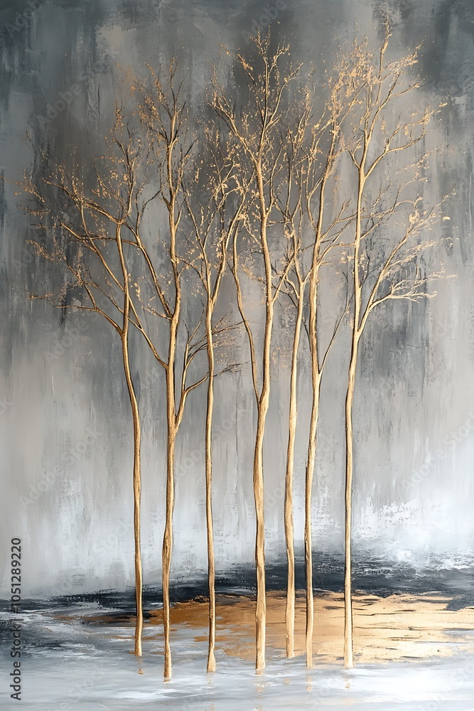 Poster elegant serenity of nature a striking artistic representation of trees in a muted palette evoking ca