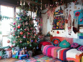Christmas Tree in a Bohemian Home.