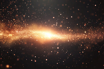 Fototapeta premium bright orange galaxy with a bright light shining through it. The light is surrounded by a lot of glittery stars