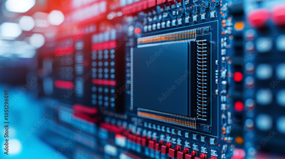Poster advanced telecom equipment and circuit background