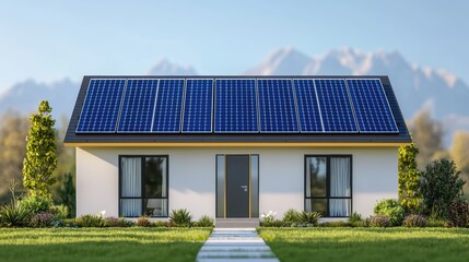Fototapeta premium Solar Panels Installed on Eco-friendly Roof