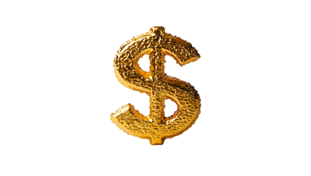 Golden Dollar Sign Symbol on Black Background