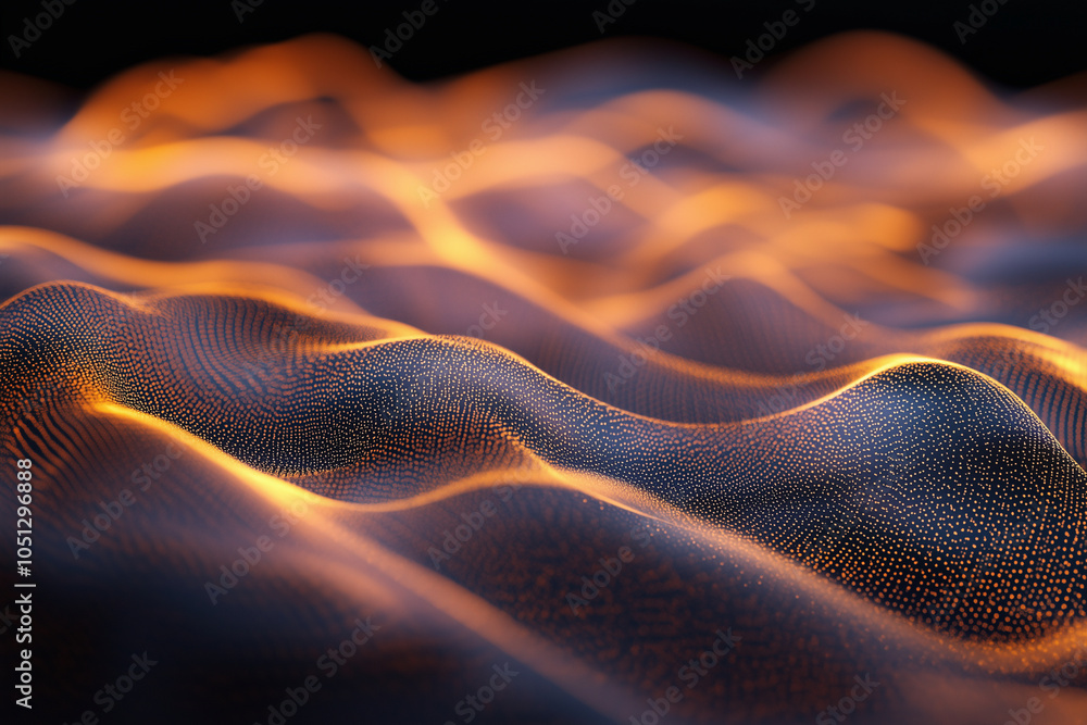 Poster image is a blurry, abstract representation of a wave with a lot of sparkles. the sparkles are scatte
