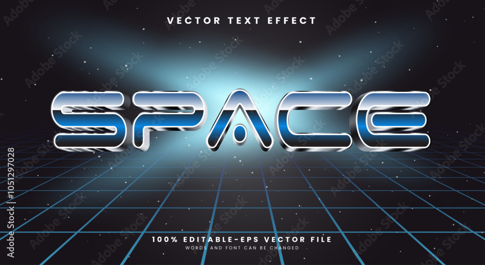 Poster space theme bright color editable text effect template suitable for outer space galaxy theme