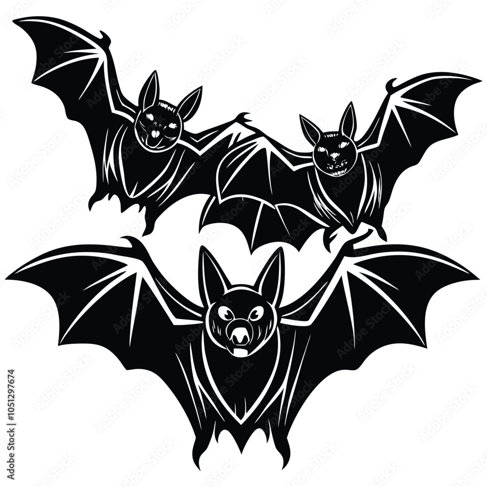 Canvas Prints the bats vector silhouette icon has a transparent background clipart.