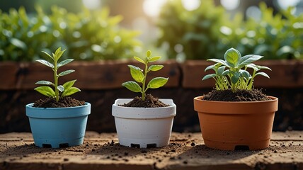 Obraz premium Concept of plants growing in the garden, eco concept