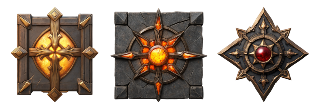 Decorative Symbols with Red and Orange Elements