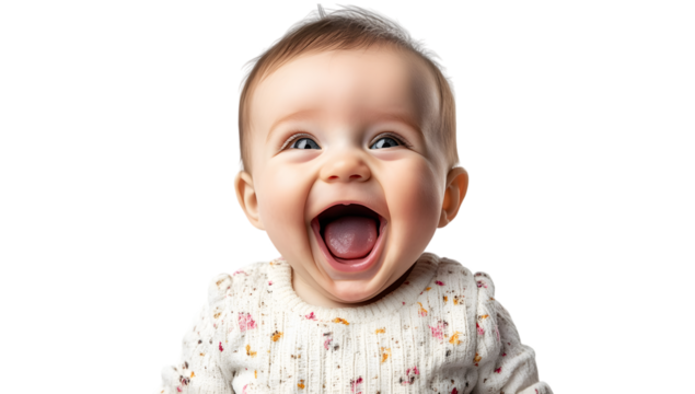 Joyful Baby Smiling in White Sweater