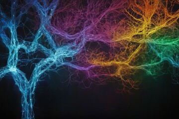 Fototapeta premium Abstract image of glowing tree branches, background.