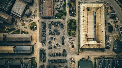 Aerial View of Military Base and Hangars